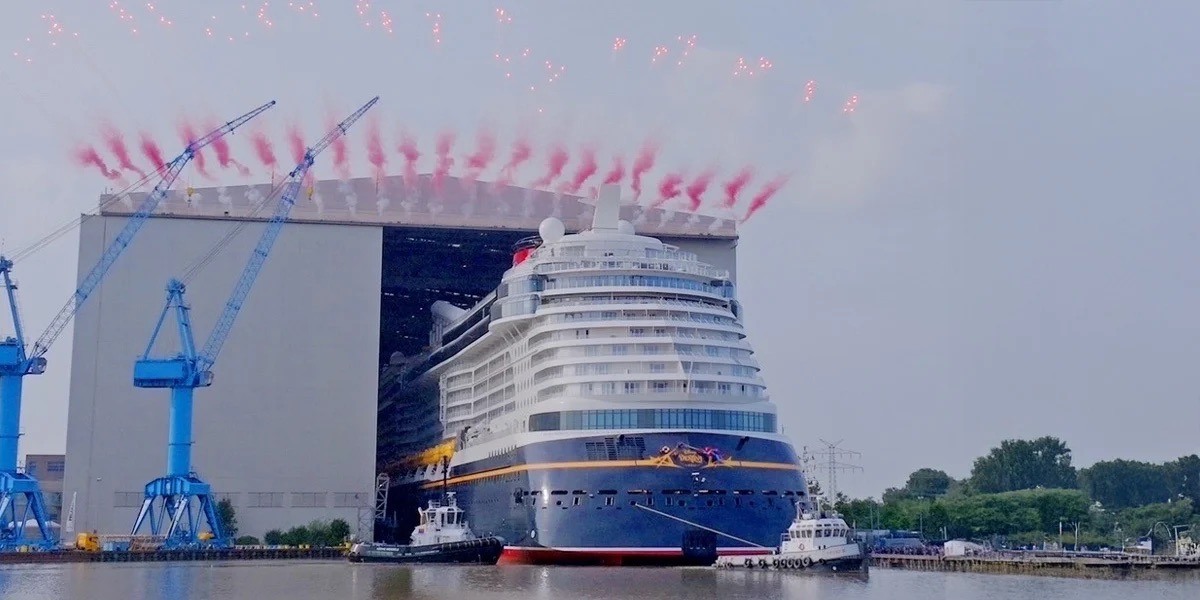 First Look at Disney Cruise Line's Newest Ship, Disney Destiny, as It Leaves German Shipyard